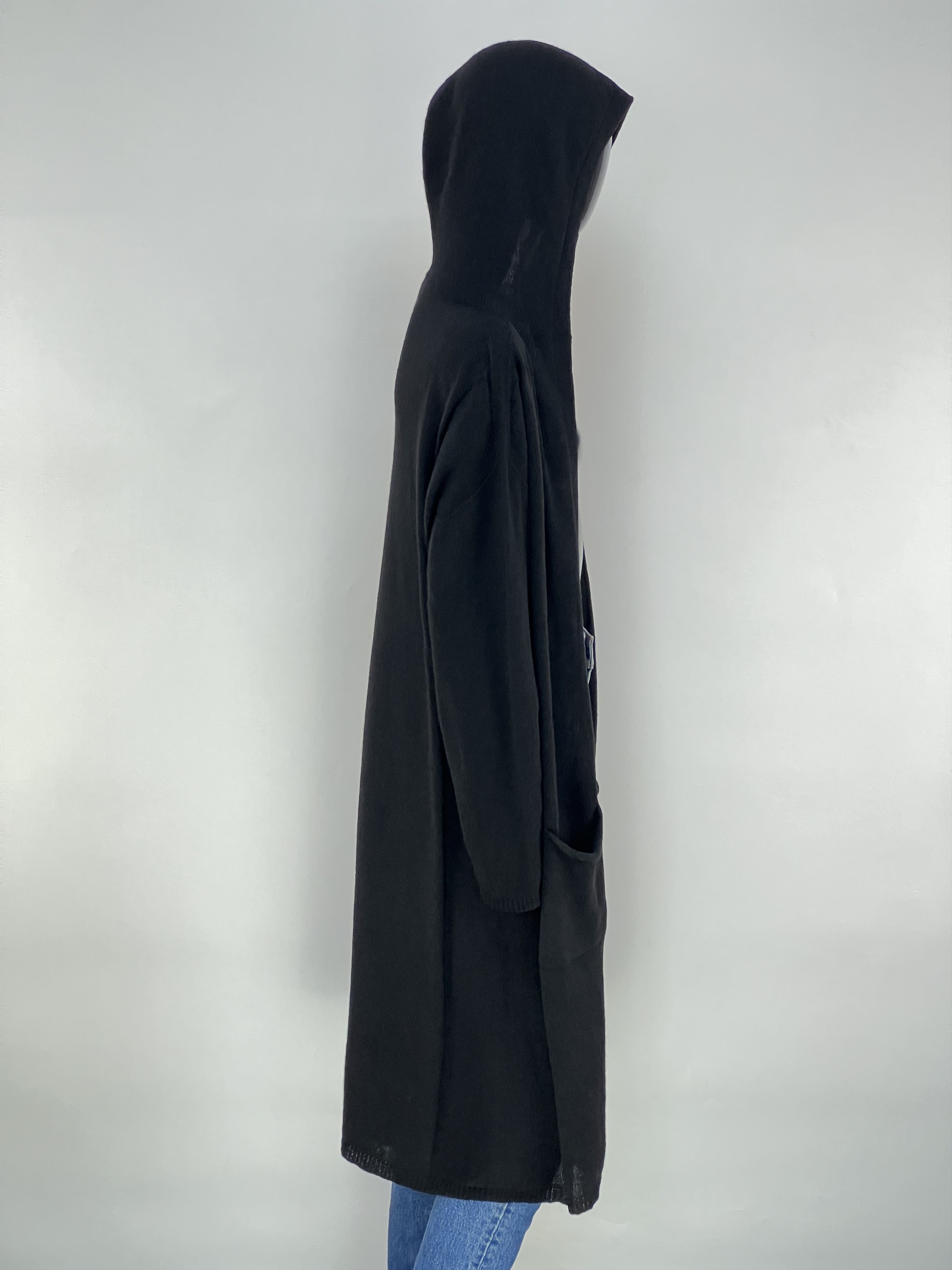 Woolrich Woolen Mills Woolrich Women's Black Wool Hooded Open Long Cardigan Size S Size S / US 4 / IT 40 - 2 Thumbnail