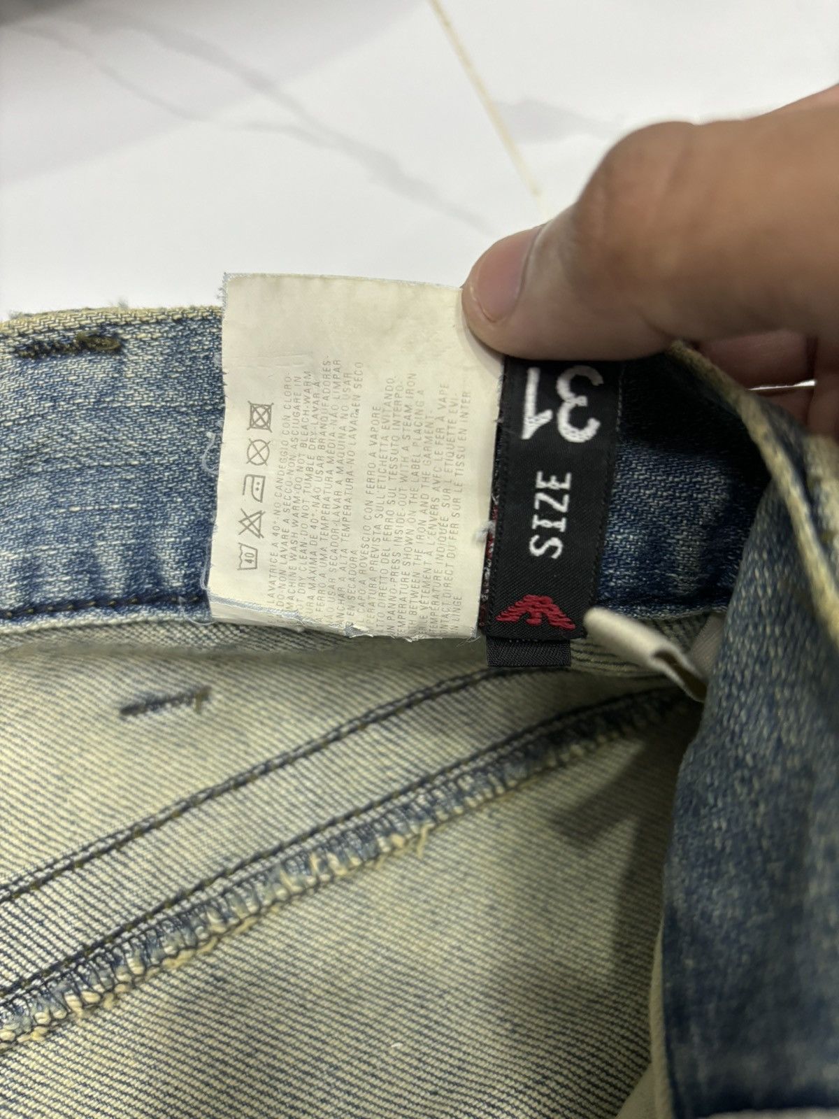 Emporio Armani × If Six Was Nine 🔥EMPORIO ARMANI DENIM BLUE BAGGY DISTRESSED DENIM JEANS Size US 33 - 10 Thumbnail