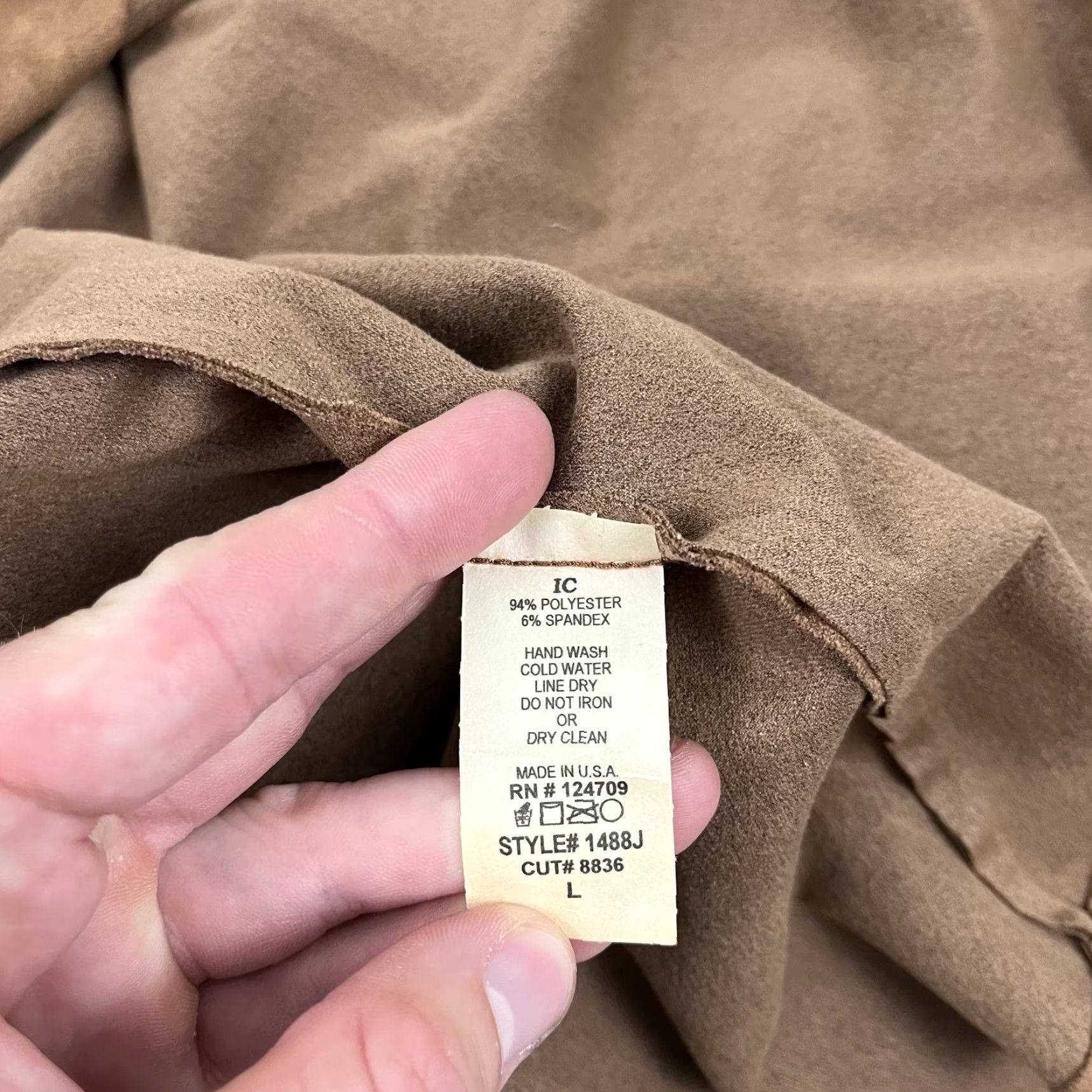Vintage IC by CONNIE K Jacket Womens Large Brown Faux Suede Swing Asymmetric One Button Jacket Size L / US 10 / IT 46 - 3 Thumbnail