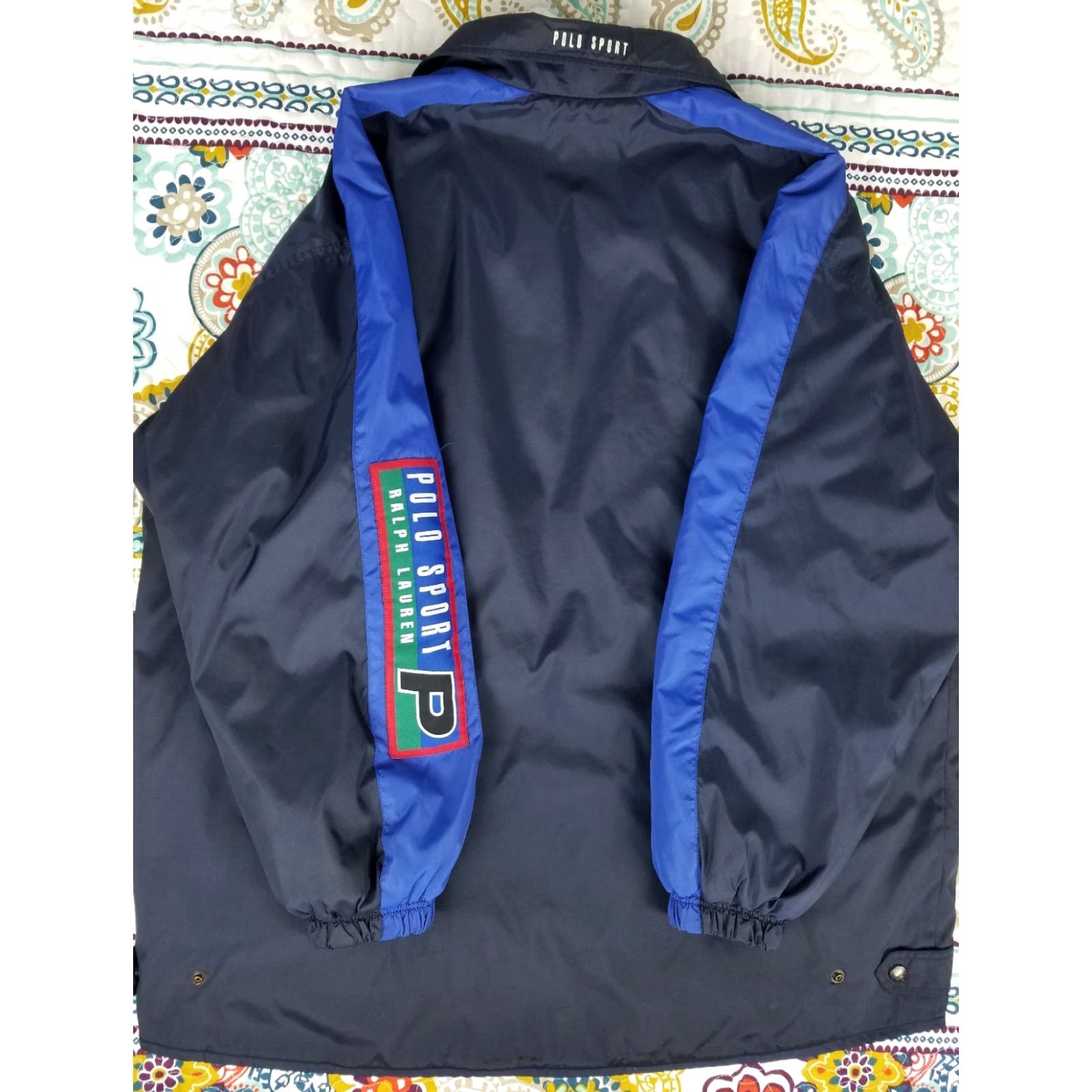Ralph Lauren VINTAGE Ralph Lauren Polo Sport Stadium Windbreaker Jacket L Mens Blue 90s Spell Out Navy Royal Polo Sport Patch Back Neck 32in 27in pit to pit Size US L / EU 52-54 / 3 - 5 Thumbnail