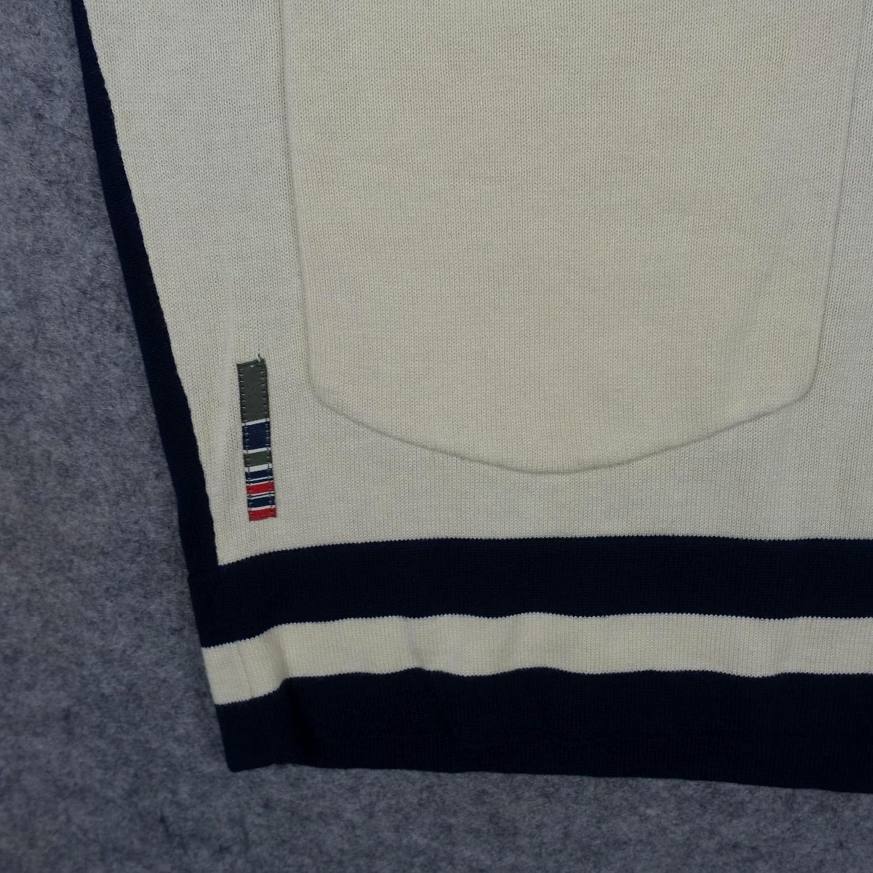 Vintage VINTAGE Triple Five Soul Cardigan Sweater Mens 2XL White Navy Striped V-Neck Pockets T5 Patch Knit Cotton White Mens Size US XXL / EU 58 / 5 - 5 Thumbnail