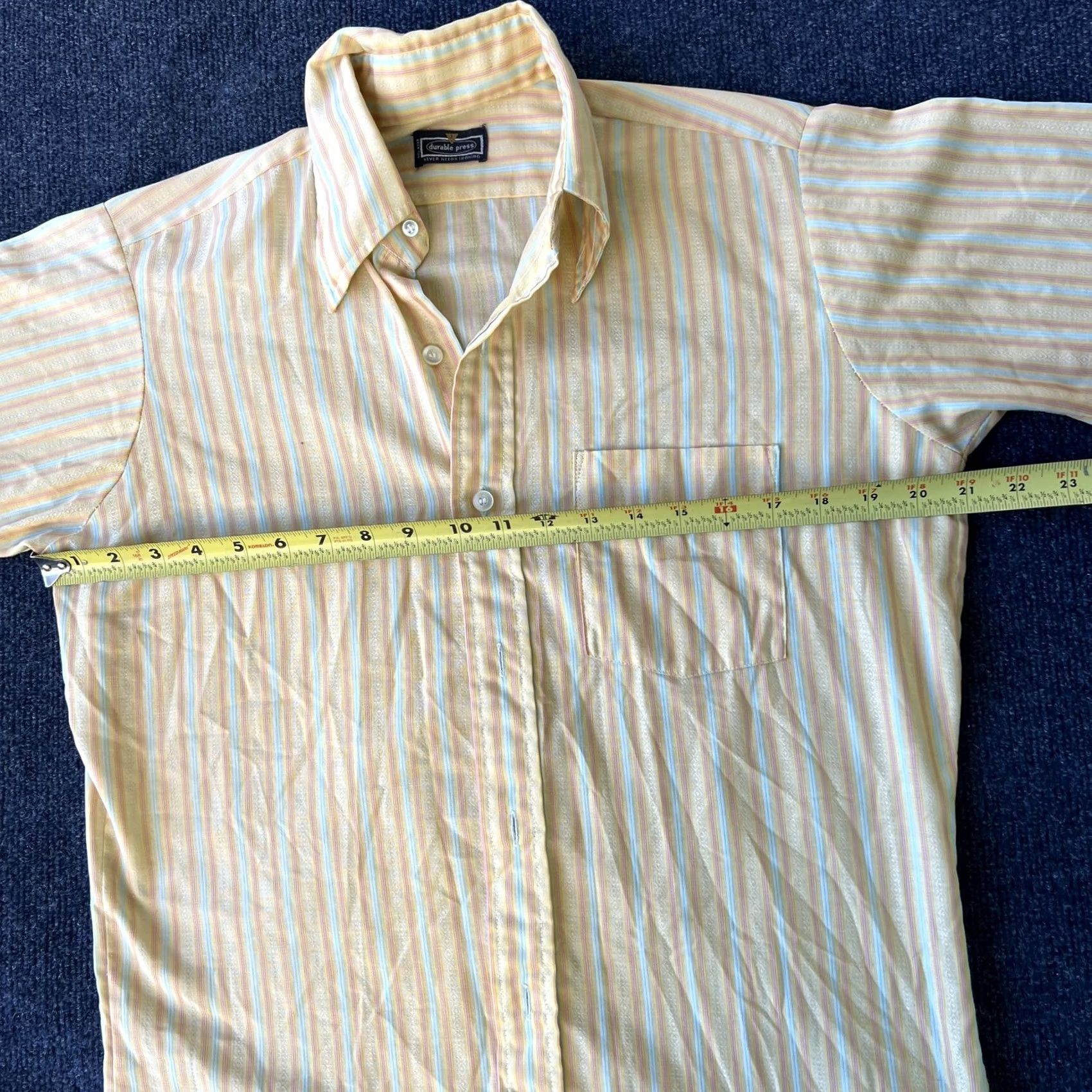 Vintage VINTAGE Durable Press Shirt Mens Large Yellow Pastel Stripe Short Sleeve Button Size US L / EU 52-54 / 3 - 3 Thumbnail