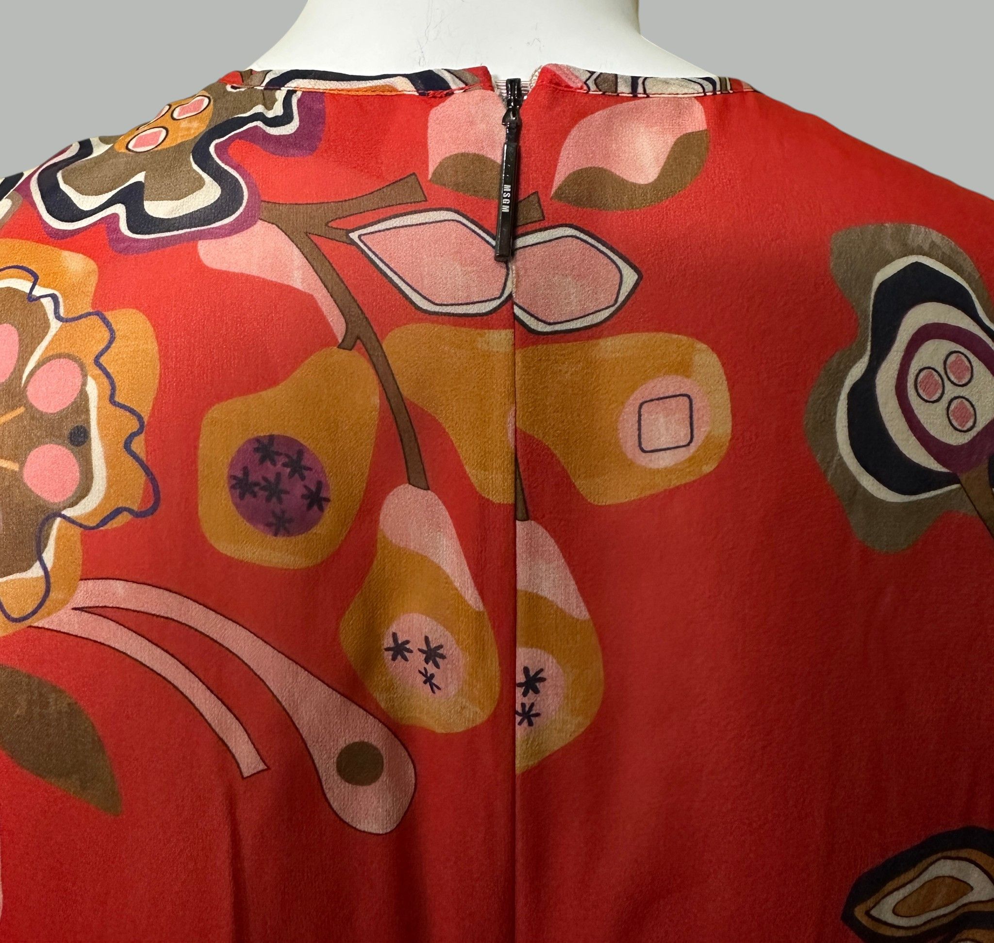 MSGM Floral Midi Silk Dress Size S / US 4 / IT 40 - 6 Thumbnail