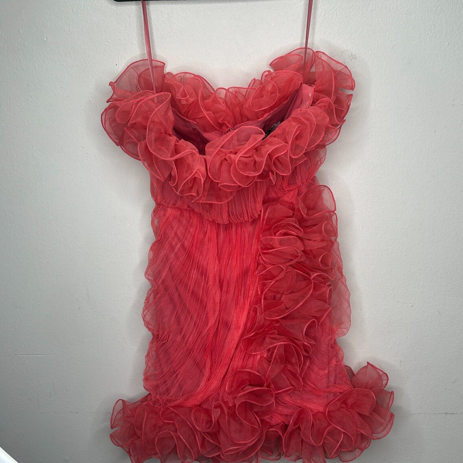 Asos ASOS Design Red Ruffle Bandeau Neck Strapless Mini Dress 4 Size S / US 4 / IT 40 - 1 Thumbnail