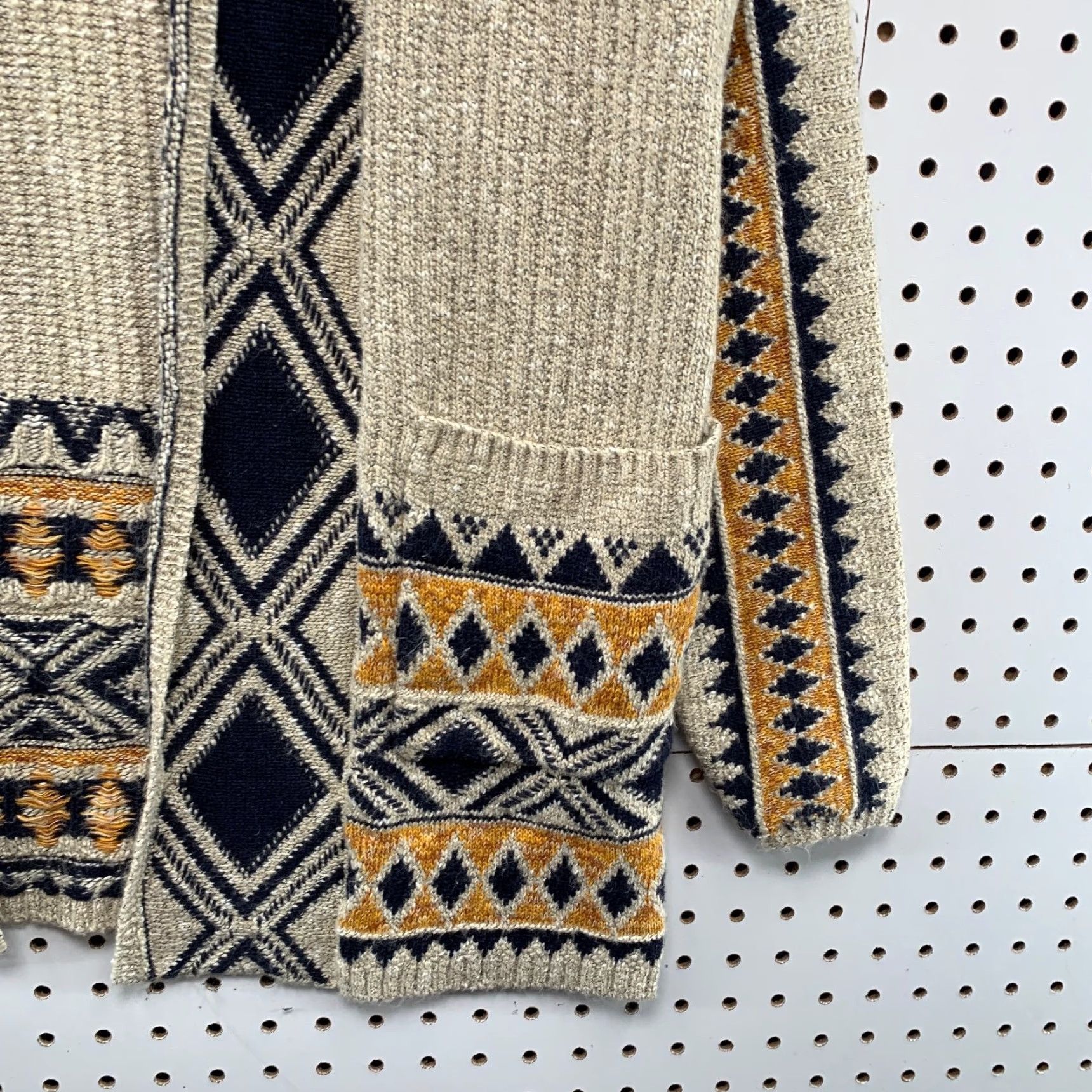 Lucky Brand Lucky Brand Aztec Cardigan Sweater Womens Large Beige Cotton Blend Size L / US 10 / IT 46 - 7 Thumbnail