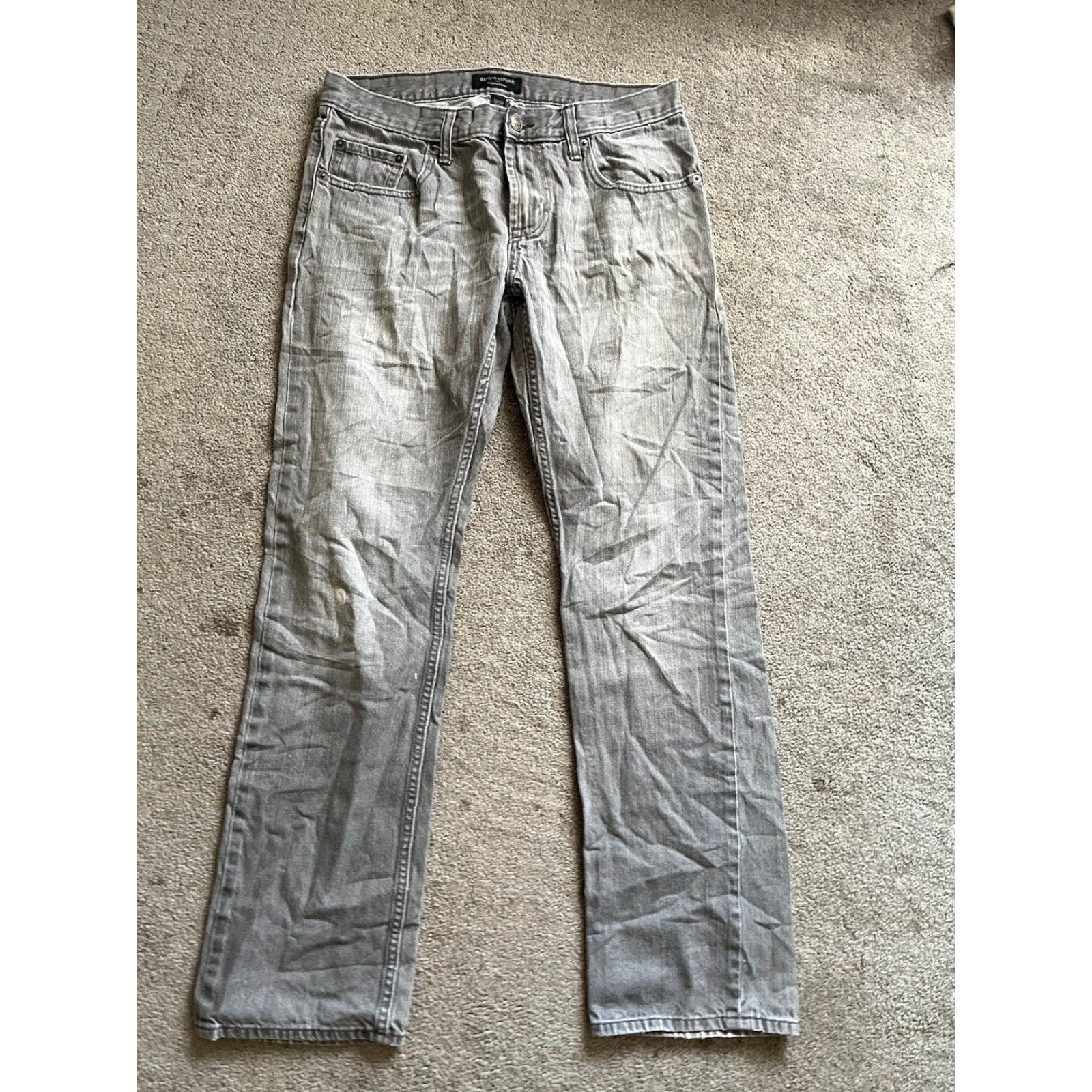 Banana Republic Banana Republic Jeans Mens 32x31 Gray Vintage Straight Leg Preppy Distressed Denim Regular Button Zip Cotton Blend USA Mens Size US 32 / EU 48 - 2 Thumbnail