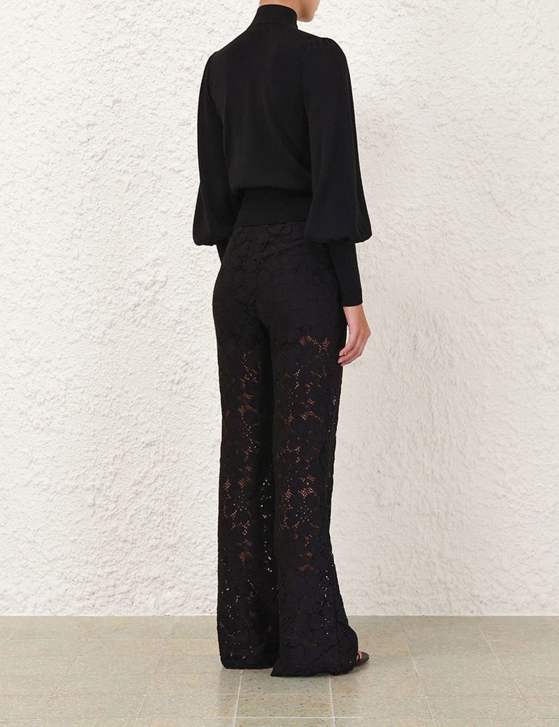 Zimmermann oc11z0226 Lace Flare Pants In Black Size 26" / US 2 / IT 38 - 4 Thumbnail