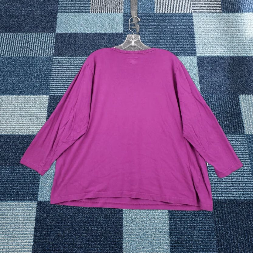 CO Dreams Co Pajama Top Womens 1X Purple Paisley Embroidered 3/4 Sleeve Knit Cotton Floral Shirt Womens Pajama Top (Dreams Co) Size XL / US 12-14 / IT 48-50 - 1 Thumbnail