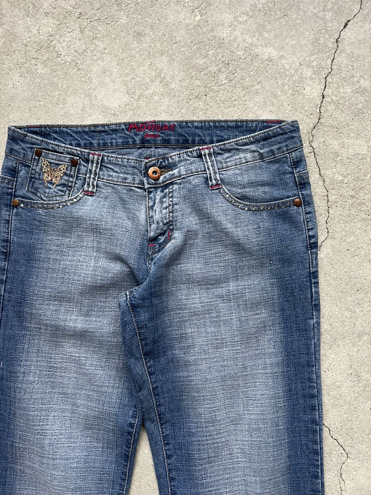 Hysteric Glamour × If Six Was Nine × Le Grande Bleu (L.G.B.) Crazy Y2K flared IfSixWasNine LGB style jeans butterfly Size 27" / US 4 / IT 40 - 8 Thumbnail