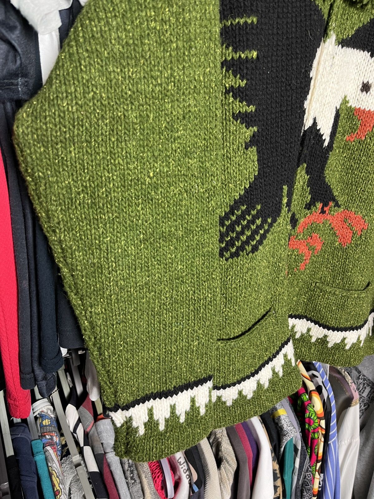 Native 1990s VINTAGE AMAZING HANDKNITTED EAGLE HOODED JACKET - 2281 Size US M / EU 48-50 / 2 - 6 Thumbnail
