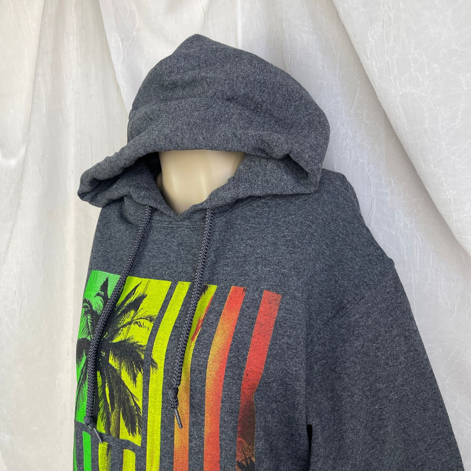 Tony Hawk Tony Hawk Gray Hoodie Sweatshirt Rasta Palm Trees Print S Size US S / EU 44-46 / 1 - 4 Thumbnail