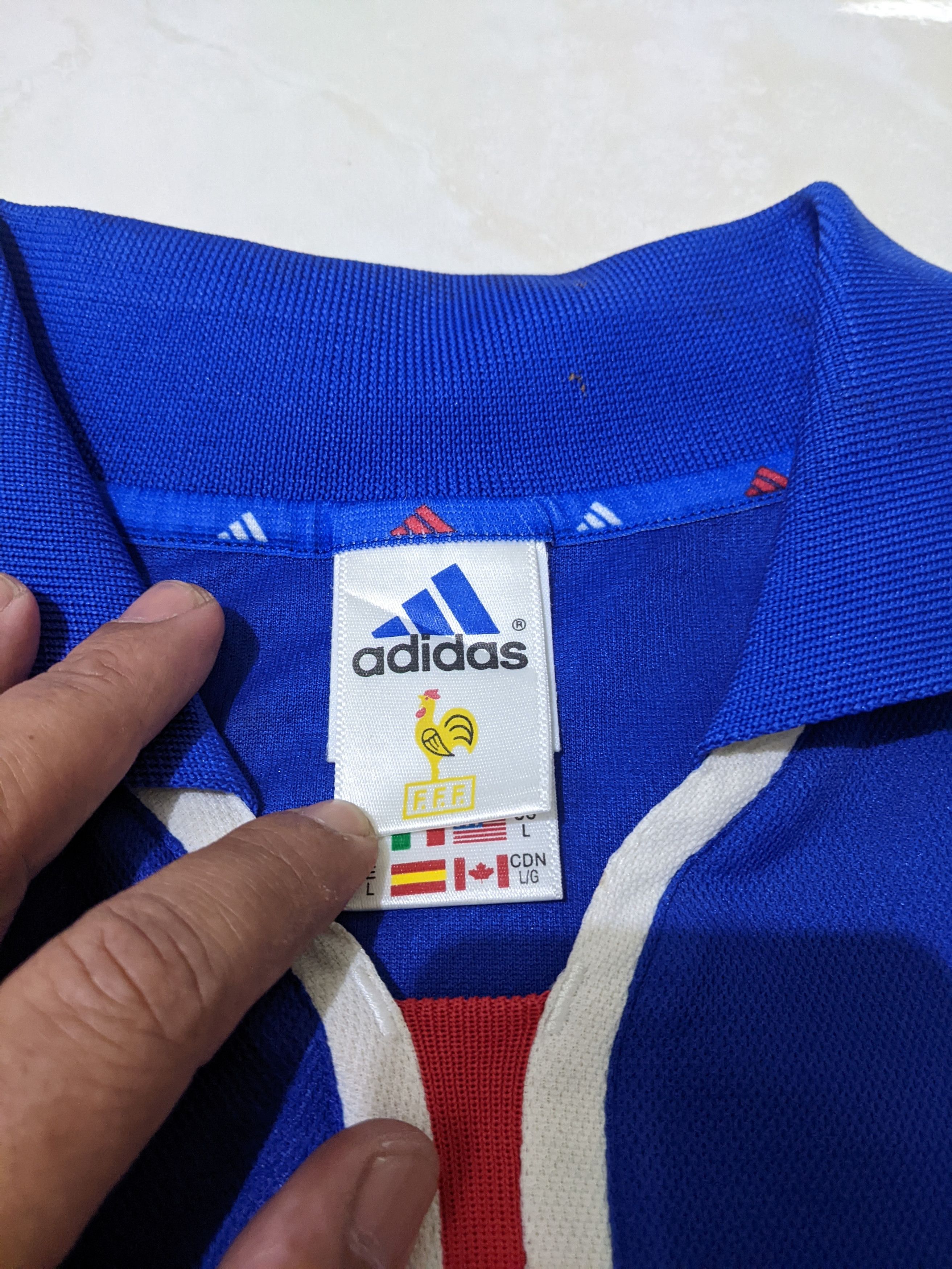 Adidas France euro 2000 home Zidane Jersey football shirt Size US L / EU 52-54 / 3 - 7 Thumbnail