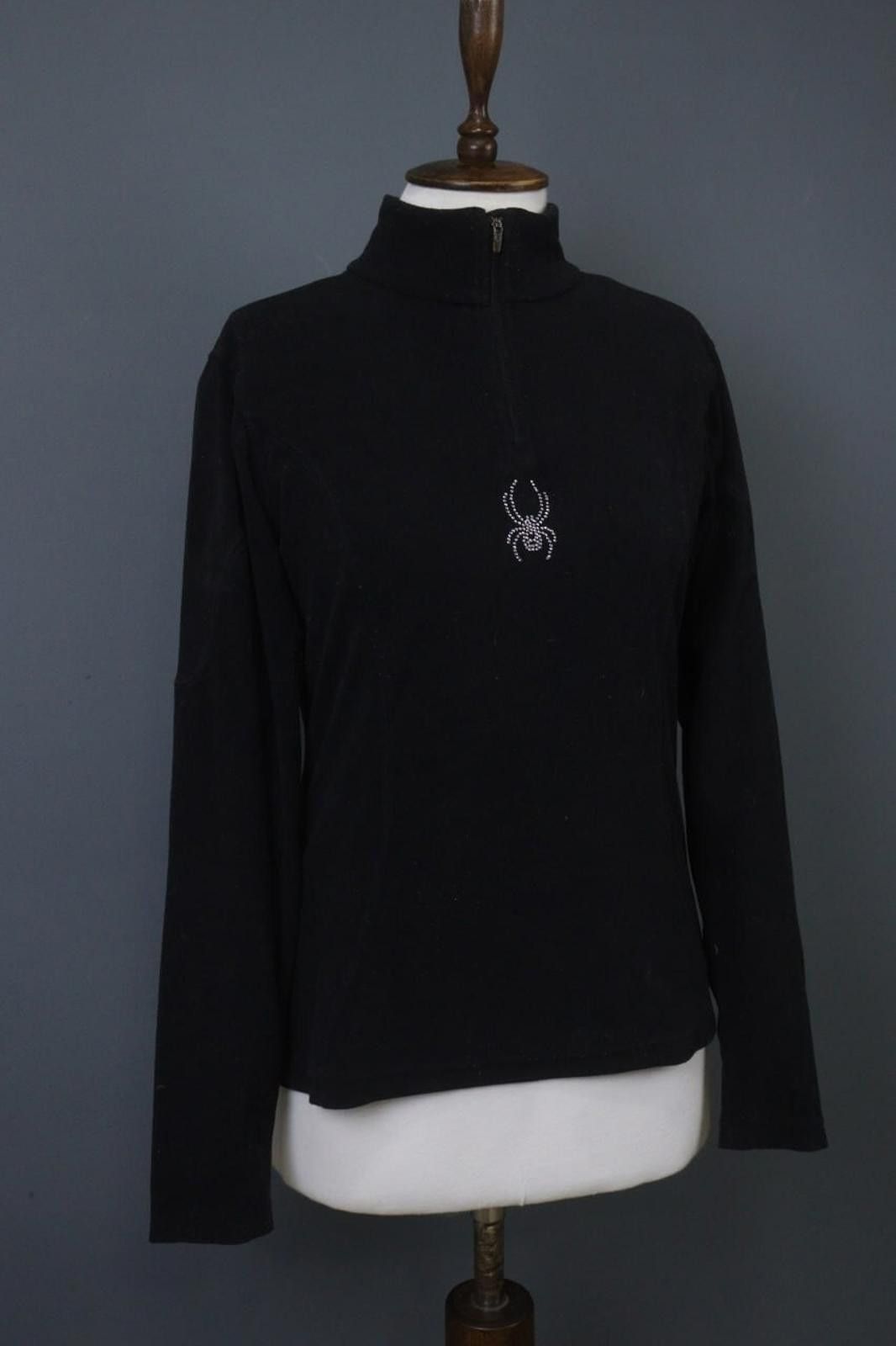 Spyder Spyder Black Beaded Shimmer 1/4 Zip T-Neck Top Size 10 Size L / US 10 / IT 46 - 7 Thumbnail
