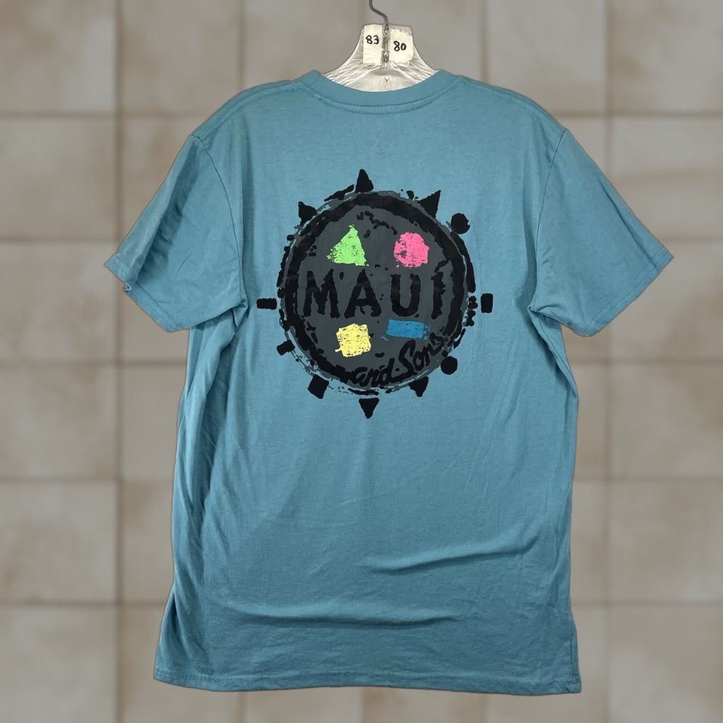 AQUA Maui and Sons Logo Graphic T-shirt Men Medium Short Sleeve Blue Color Retro 80s 90s Cotton Polyester Breathable Crew Neck Size US M / EU 48-50 / 2 - 1 Thumbnail