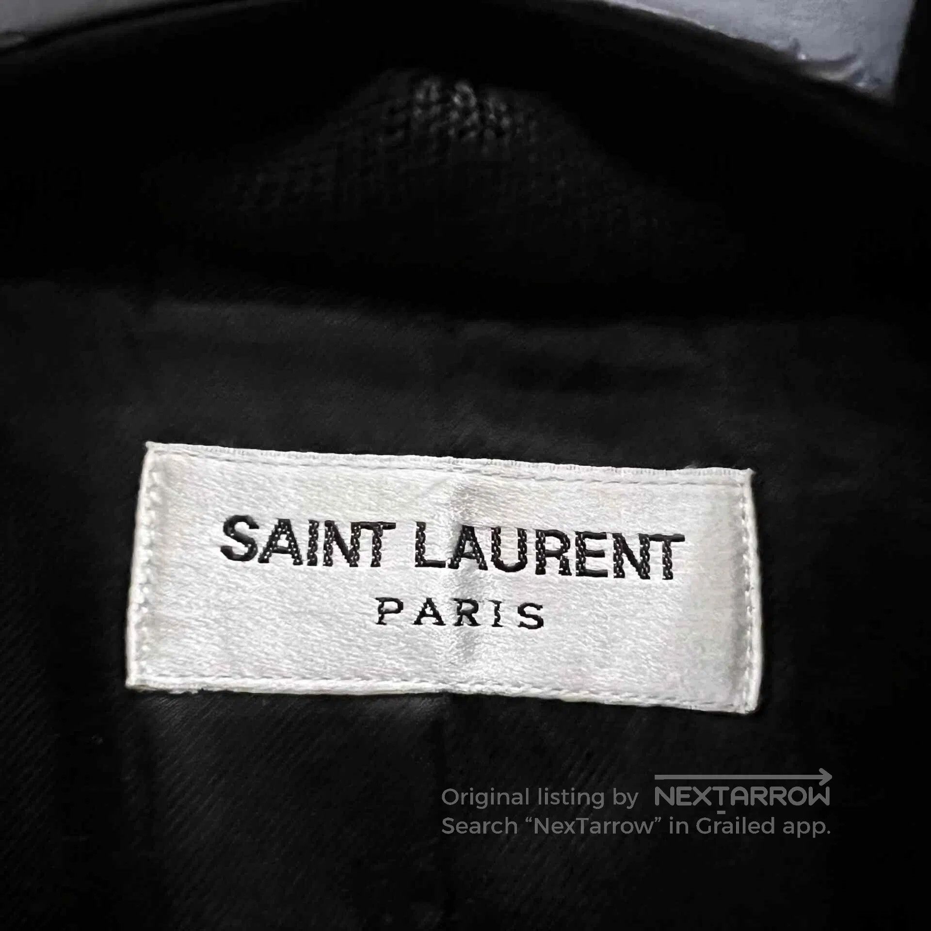Saint Laurent Paris Saint Laurent Dark Blue Leather Sleeve Jacket. Size US M / EU 48-50 / 2 - 3 Thumbnail