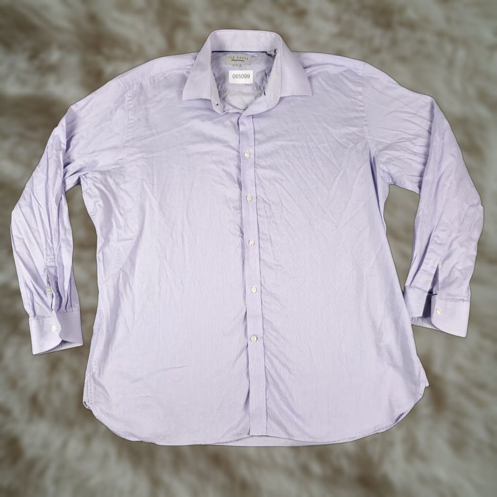 Ted Baker Ted Baker London Shirt Mens 17.5 Purple Endurance Slim Dress Button Up Size 46R - 1 Thumbnail