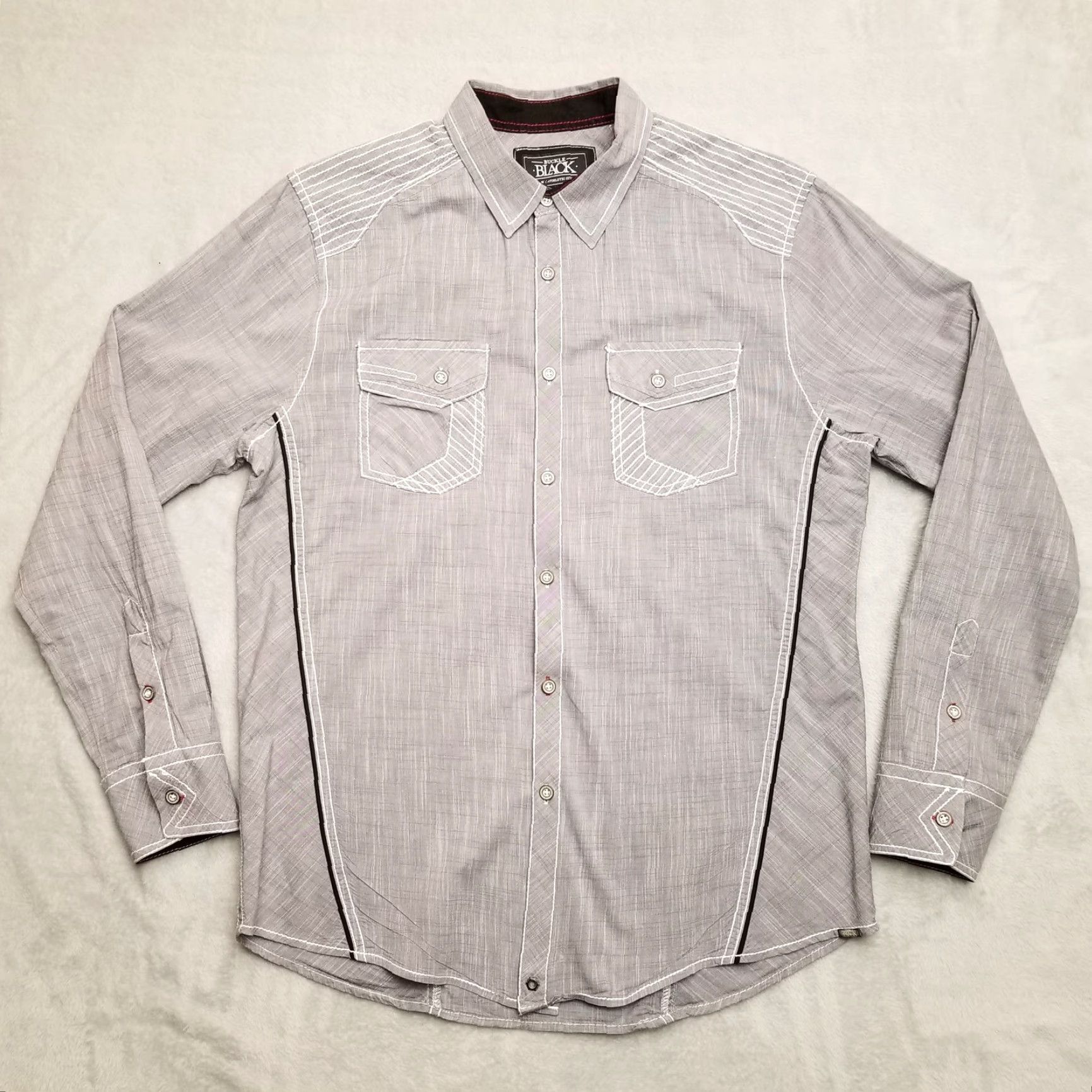 Vintage BKE Buckle Shirt Mens M Gray Athletic Cotton Blend Long Sleeve Western Shirt Mens Gray Athletic Cotton Blend Long Sleeve Western Size US M / EU 48-50 / 2 - 2 Thumbnail