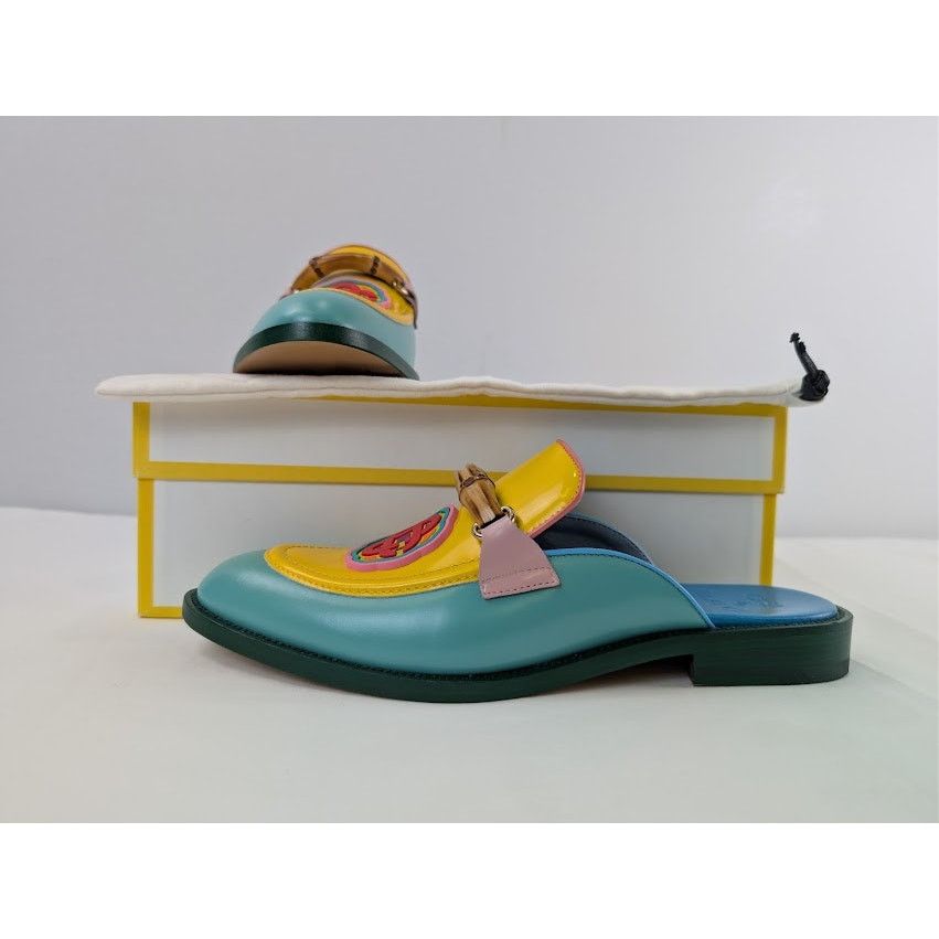 Casablanca o1rshd1 Leather Memphis Mule Slipper Sandal in Mint / Yellow Size US 11 / EU 44 - 20 Thumbnail