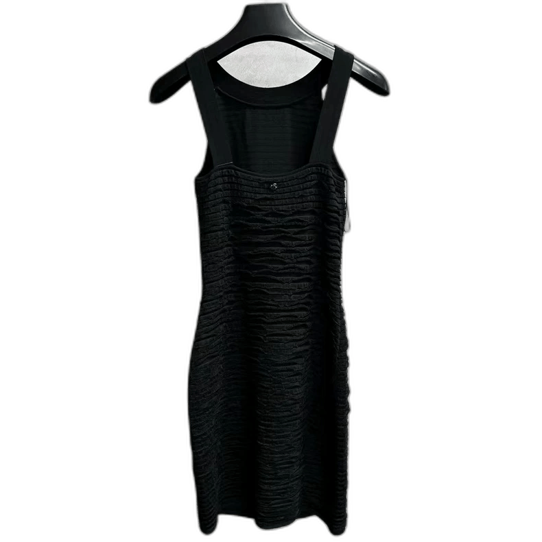 Chanel Chanel Black Dress with Metal Logo Pattern -2505 Size US 36 / EU 52 - 1 Thumbnail