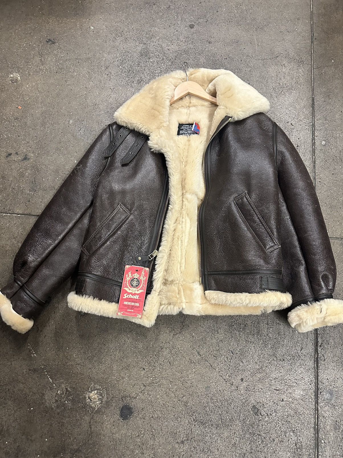 image of Schott Sherling Jacket in Brown, Men's (Size Medium)