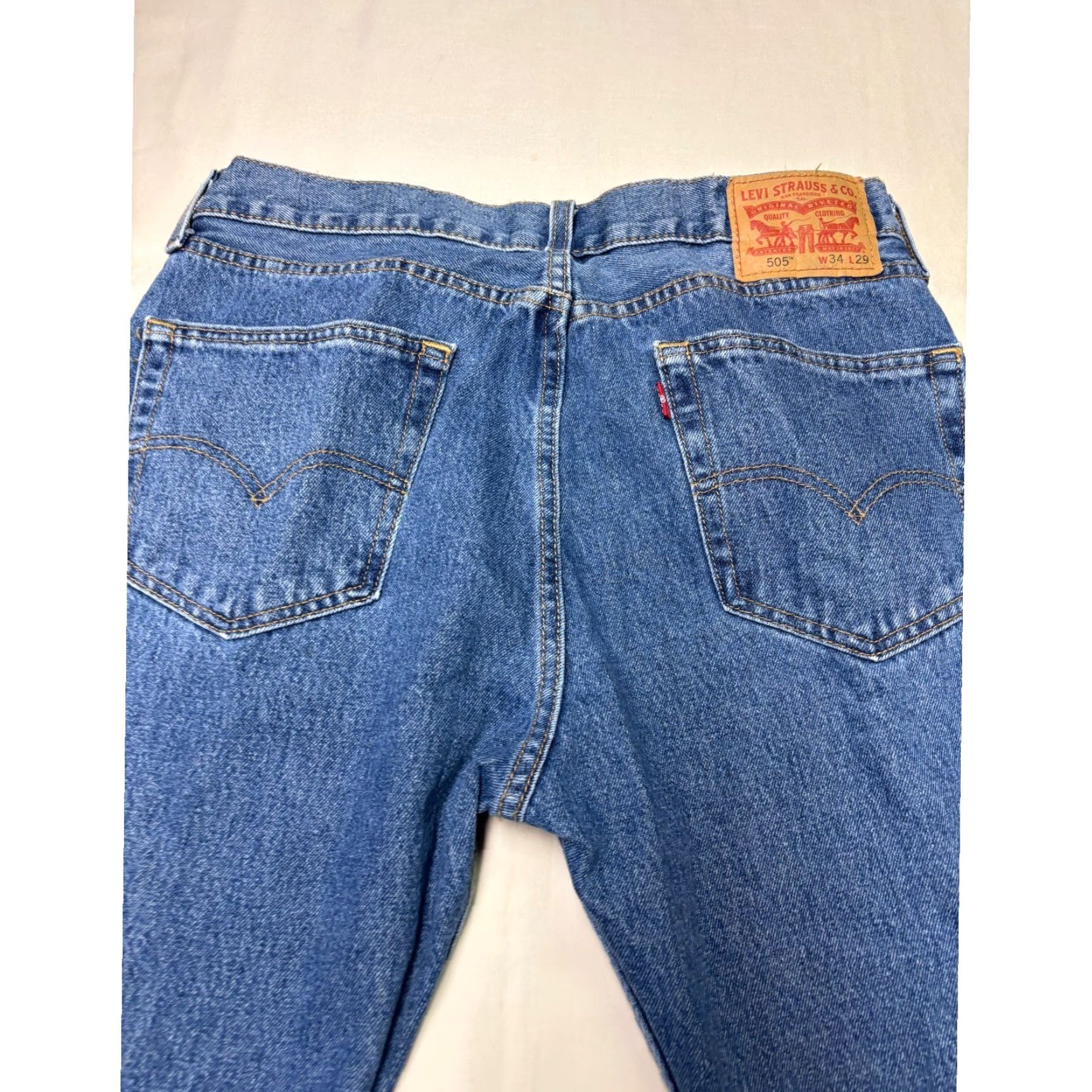 Denime VINTAGE Levi Strauss 505 Jeans Mens Straight Denim Blue 34x29 Regular Waist 34 Inseam 29 Size US 34 / EU 50 - 6 Thumbnail