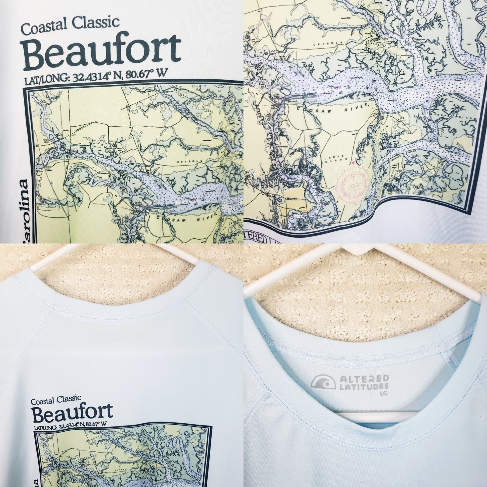 Area Altered Latitudes Higher Ground Men L Blue L. Sleeve Map Shirt Beaufort SC Area Shirt Size US L / EU 52-54 / 3 - 8 Thumbnail