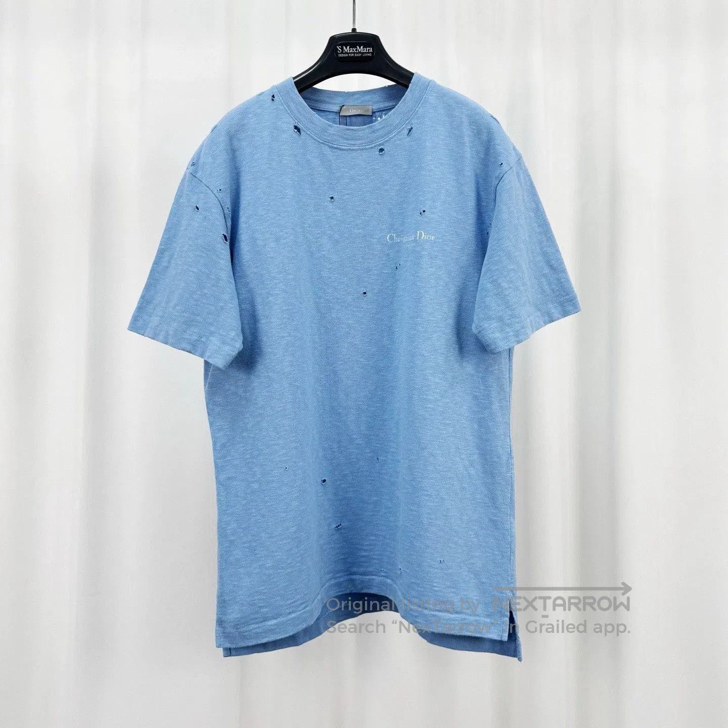 Dior dior new blue distressed letter print tee. Size US XS / EU 42 / 0 - 1 Thumbnail
