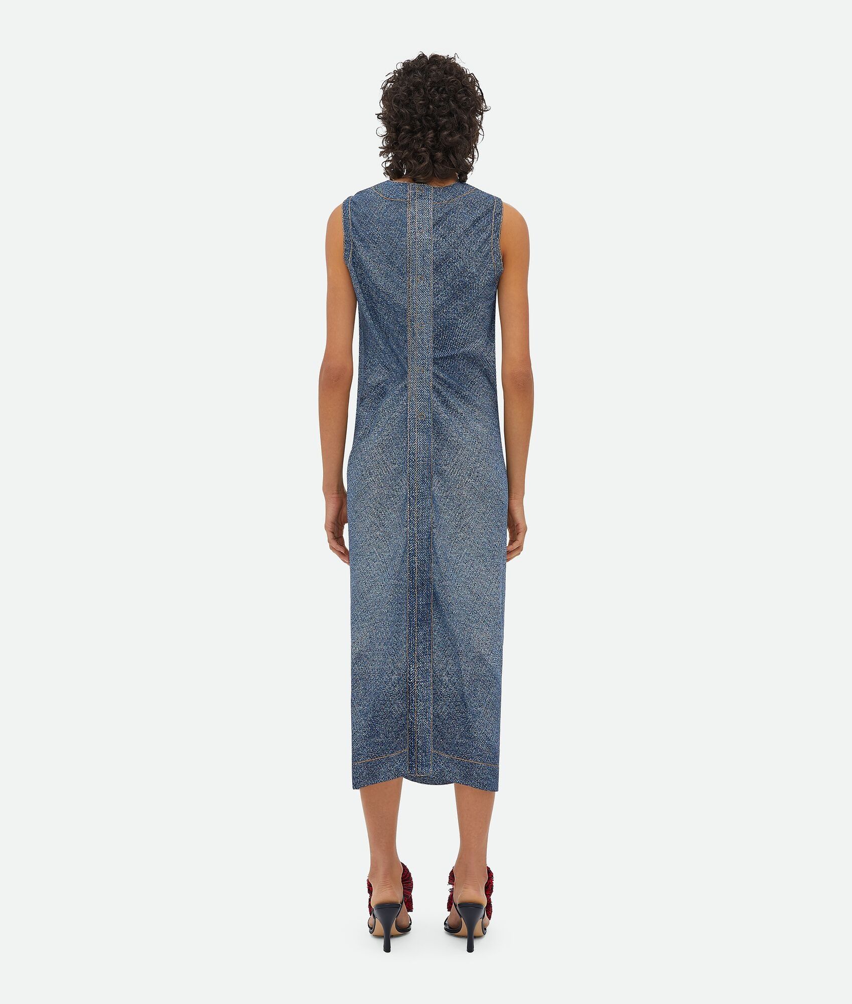 Bottega Veneta o1w1db10825 Printed Denim Viscose Dress in Navy/White Size M / US 6-8 / IT 42-44 - 3 Thumbnail