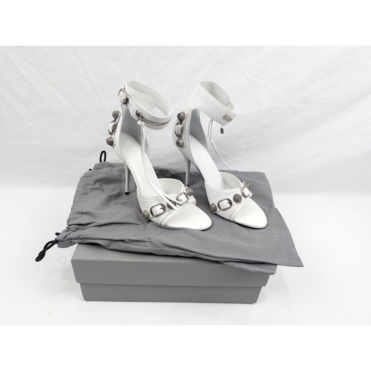 Balenciaga o1rshd1 Arena Cagole Sandals in Optic White/Silver Size US 8 / IT 38 - 19 Thumbnail