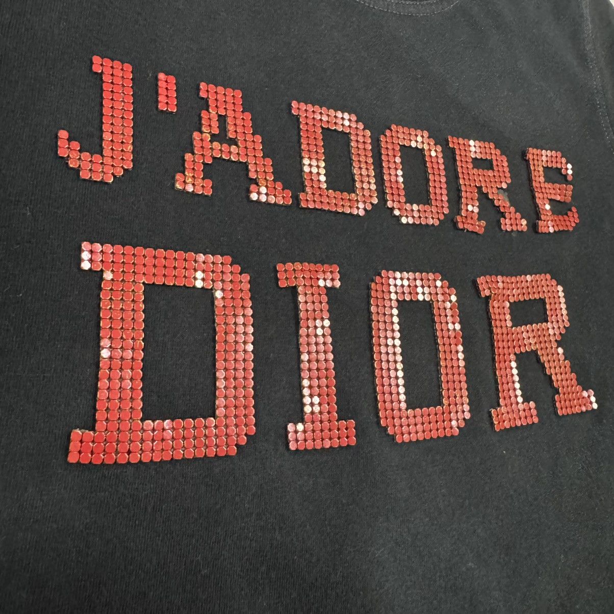 Dior Vtg🔥2003 Christian Dior J’ADORE Big Logo Red Black Studs Tee Size XS / US 0-2 / IT 36-38 - 9 Thumbnail
