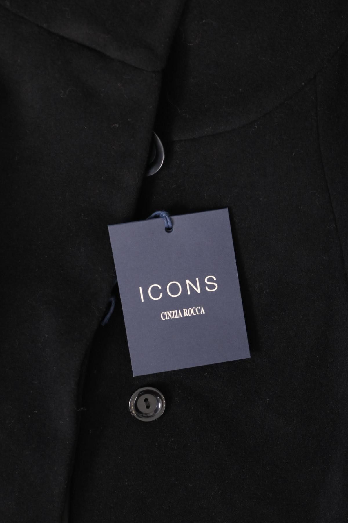Cinzia Rocca Iconic Black Coat Cashmere blend Size XXL / US 16-18 / IT 52-54 - 7 Thumbnail