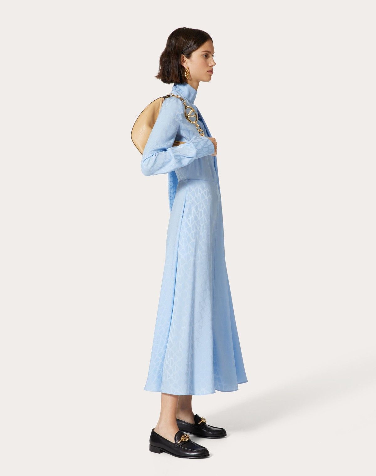Valentino o1s1wg110525 Toile Iconographe Midi Dress in Sky Blue Size XS / US 0-2 / IT 36-38 - 3 Thumbnail