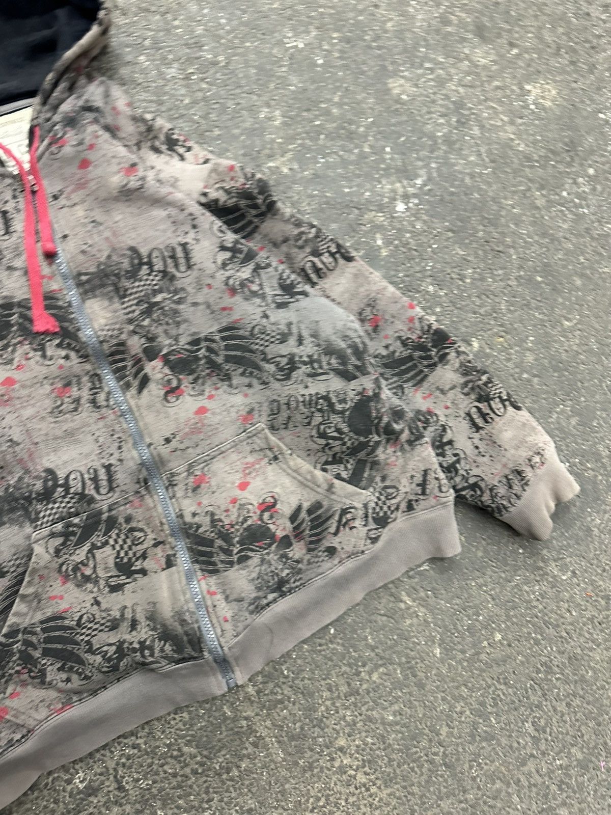 Vintage Y2K grunge skull zip up hoodie Size US L / EU 52-54 / 3 - 3 Thumbnail