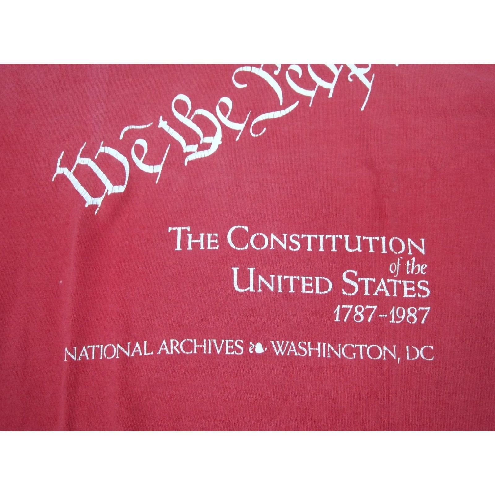 Vintage VINTAGE Constitution Shirt Mens Large Red USA 80s We The People Size US L / EU 52-54 / 3 - 4 Thumbnail