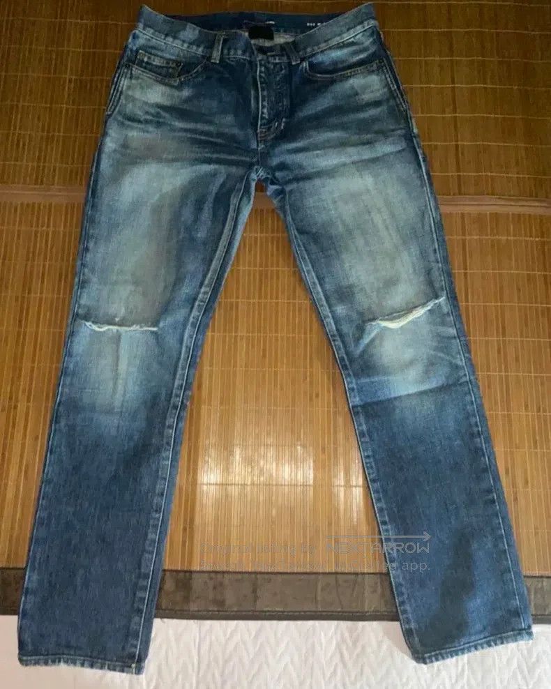 Saint Laurent Paris Saint Laurent Paris Faded Washed Cut-Out Denim Jeans Size Size US 30 / EU 46 - 2 Thumbnail