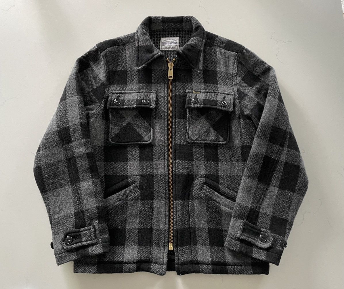 Studio D'Artisan Studio D'Artisan Gray Wool Check Zip Jacket - Size Medium Size US M / EU 48-50 / 2 - 1 Thumbnail