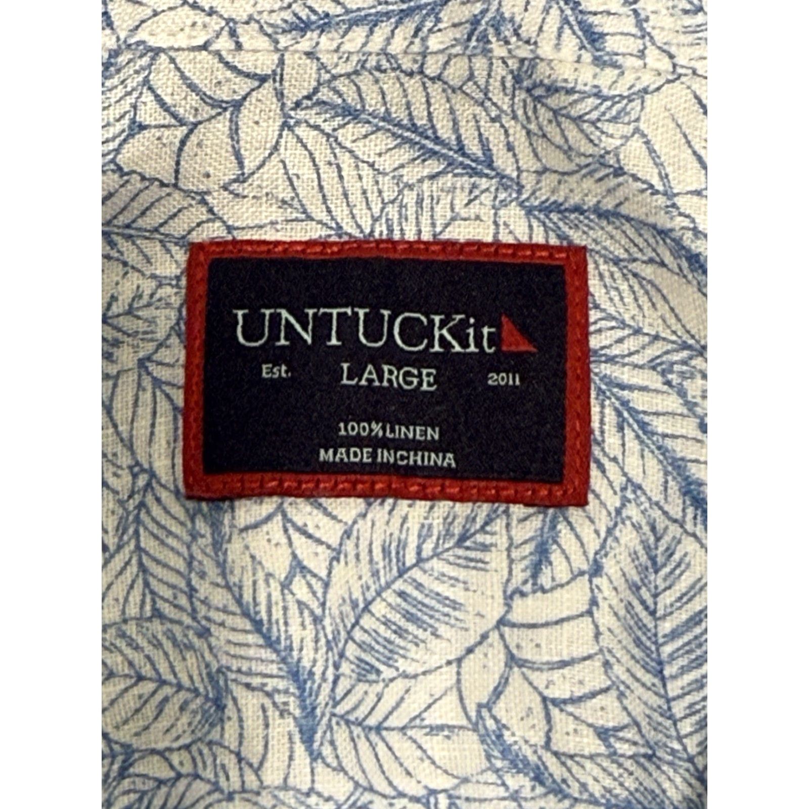 UNTUCKit VINTAGE UNTUCKit Shirt Men L Blue Linen Short Sleeve Floral Button Casual Business Summer Size US L / EU 52-54 / 3 - 4 Thumbnail