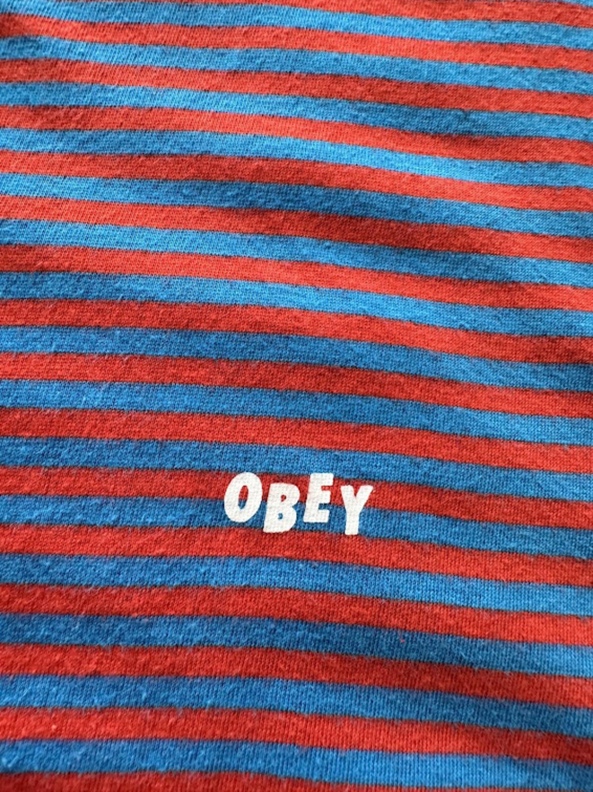 Other Obey Striped Tee Red Blue Logo L Size US L / EU 52-54 / 3 - 5 Thumbnail