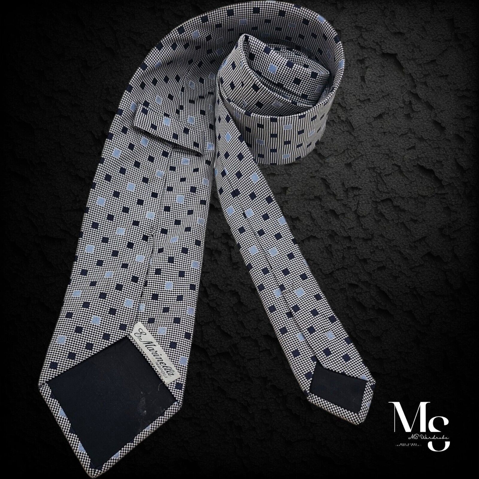 E. Marinella E. MARINELLA XL Gray Geometric Silk Tie Hand Made In Italy W Size ONE SIZE - 2 Thumbnail