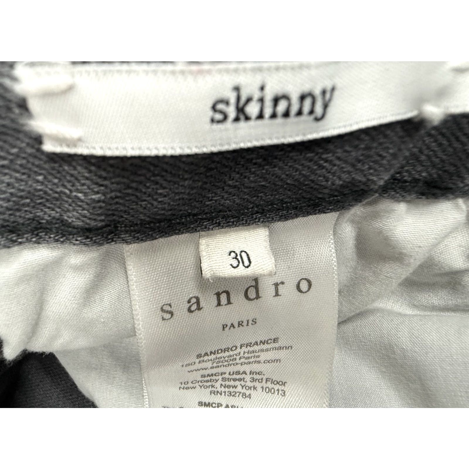 Sandro Sandro Paris Jeans Mens 30 Gray Skinny Distressed Ripped Stretch Denim Pants (Slim) Size US 30 / EU 46 - 5 Thumbnail
