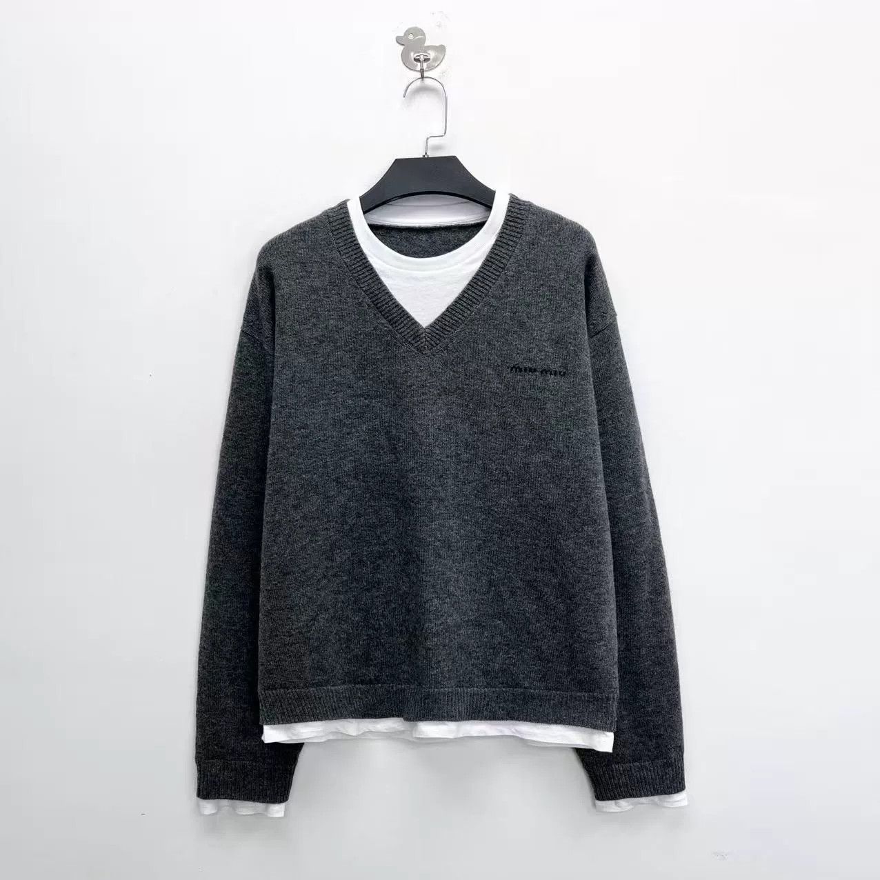 Miu Miu Miu Miu SS25 Embroidered Logo Layered Knit Size L / US 10 / IT 46 - 1 Thumbnail