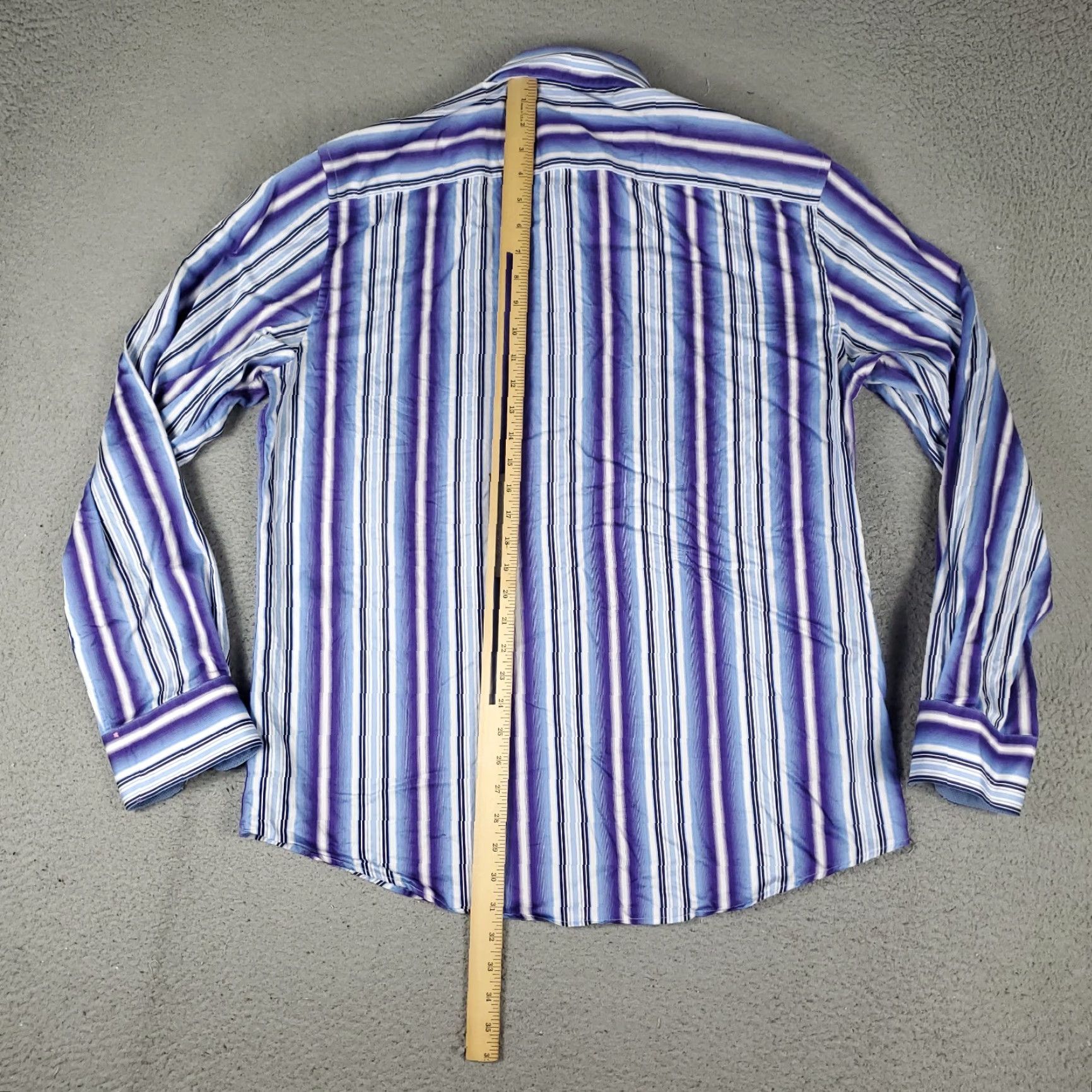 BUGATCHI VINTAGE Bugatchi Uomo Shirt Mens XL Purple Striped Button-Up Long Sleeve Casual Business Formal Size US XL / EU 56 / 4 - 4 Thumbnail