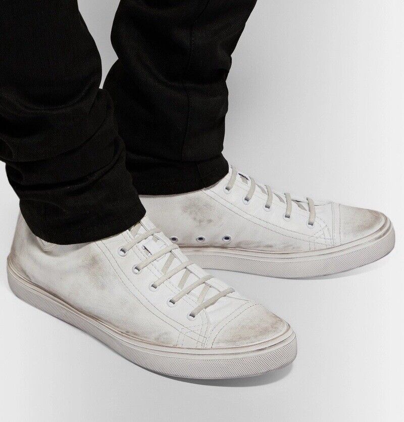 Saint Laurent Paris $695 Bedford White Distressed Leather High-Top Sneaker Size US 5 / IT 35 - 3 Thumbnail