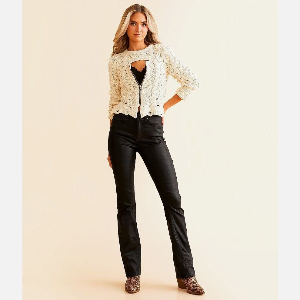 Free People Free People Xena High Rise Straight Coated Jeans Black 25 Size 25" / US 0 / IT 36 - 3 Thumbnail