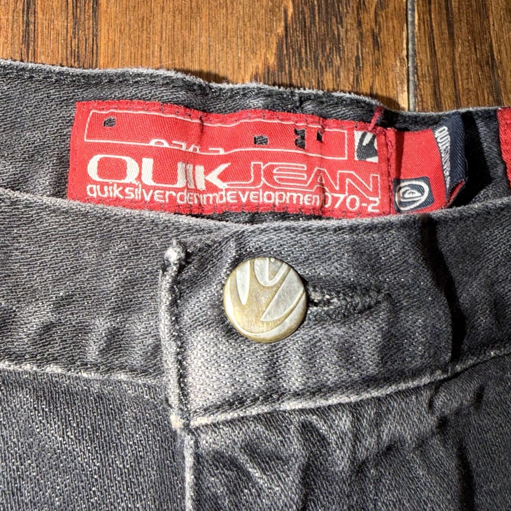 Quiksilver VINTAGE Quiksilver Quik Jeans Baggy Wide Leg Denim Mens 38x32 Black Skater Y2K 90s Hip Hop Retro Bohemian USA 5-Pocket Relaxed Mens Jeans Size US 38 / EU 54 - 4 Thumbnail