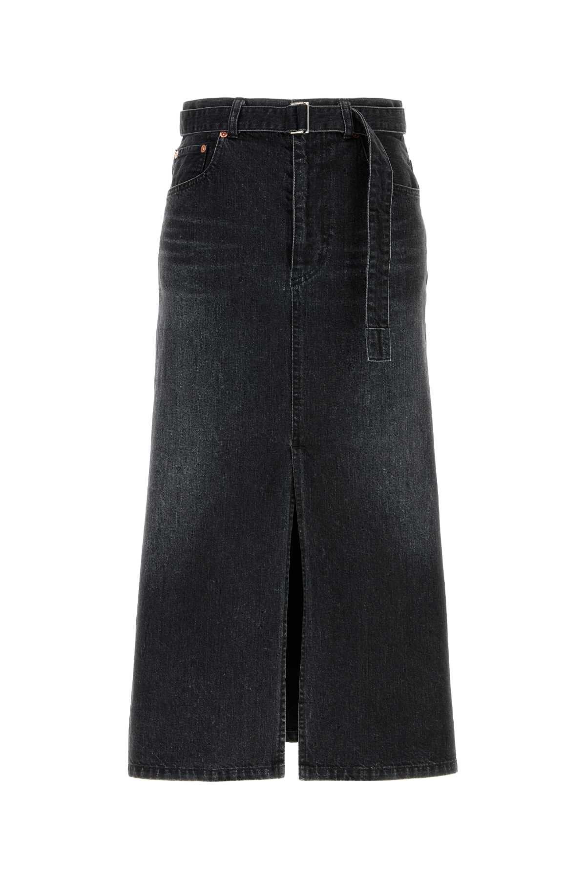 Sacai Black Denim Skirt Size XS / US 0-2 / IT 36-38 - 1 Thumbnail