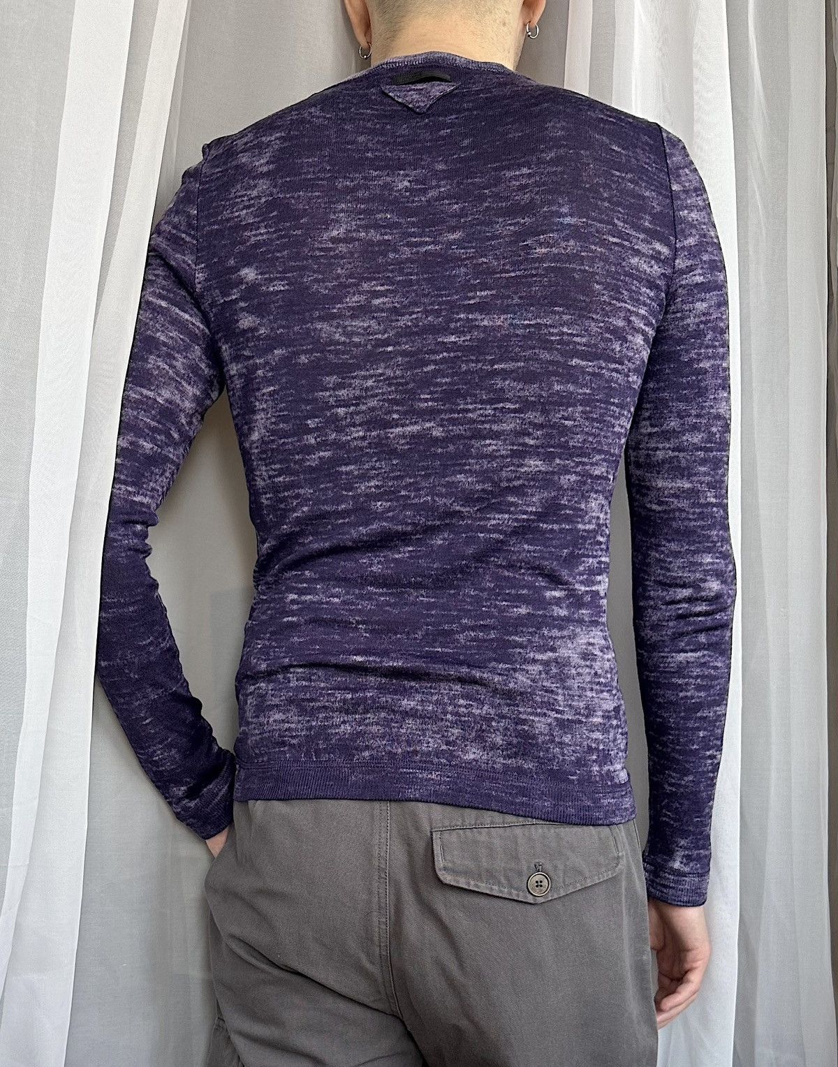 PRADA SS2006 Purple Dyed Logo Silk Sweater Vintage wool knit