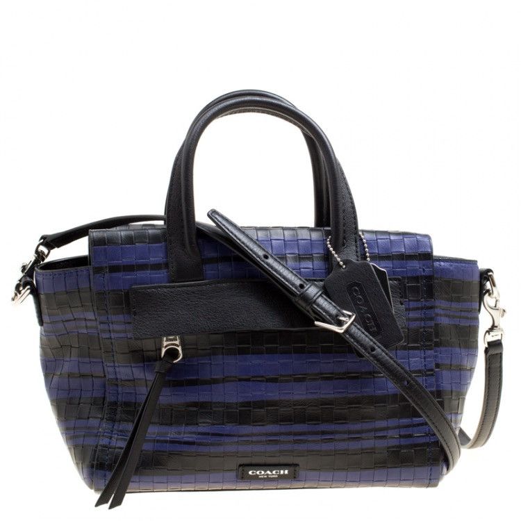 Coach Coach Black/Purple Woven Embossed Leather Top Handle Bag Size ONE SIZE - 1 Thumbnail