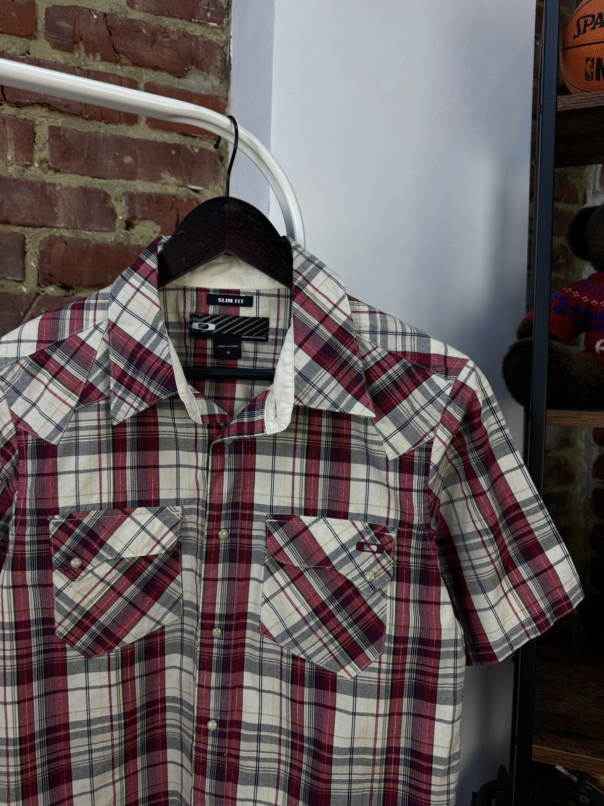 Oakley × Vintage OAKLEY Vintage Mens Short Sleeve Plaid Red Shirt Size US S / EU 44-46 / 1 - 9 Thumbnail