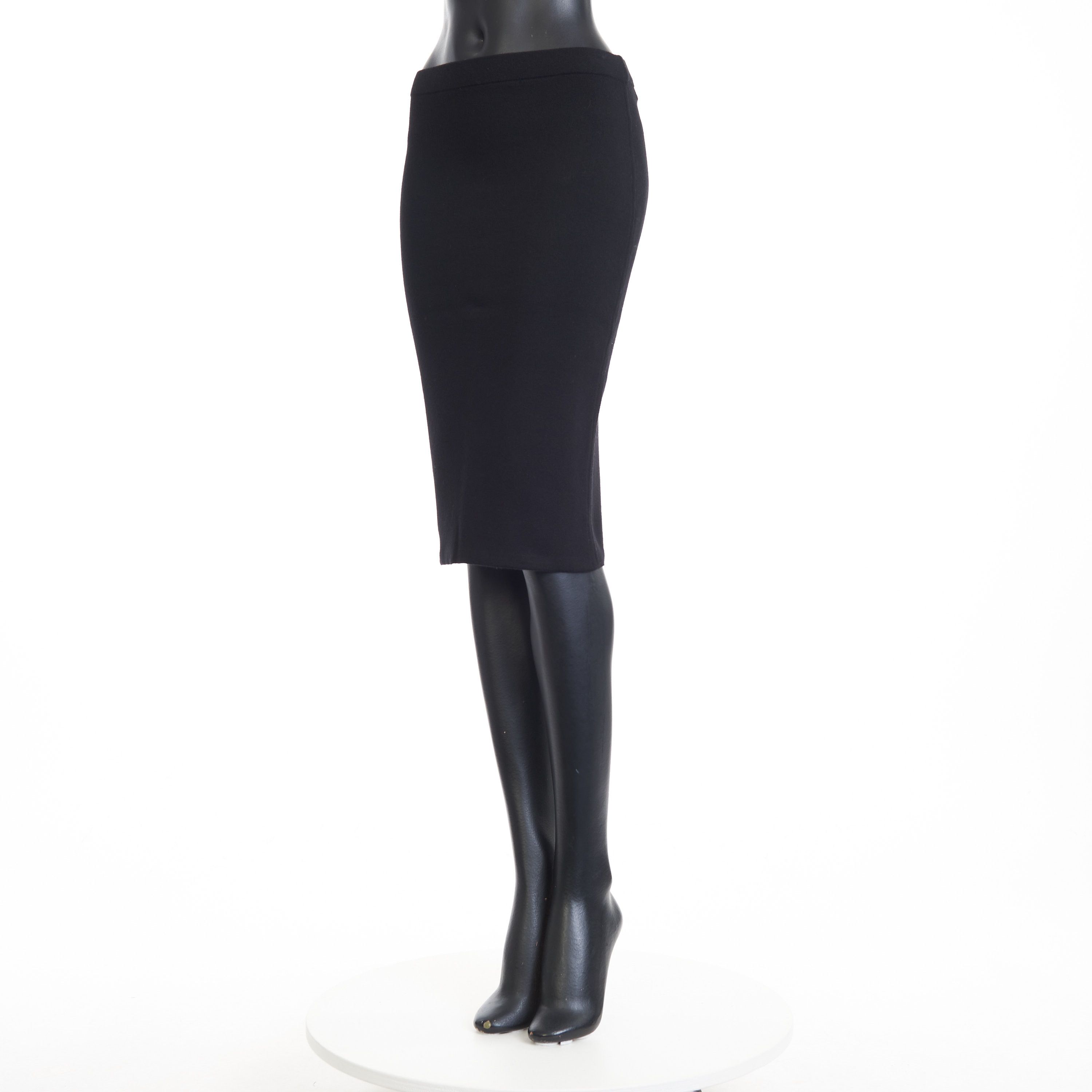 Saint Laurent Paris Black Pencil Skirt - Fine-Knit Wool Size 28" / US 6 / IT 42 - 2 Thumbnail